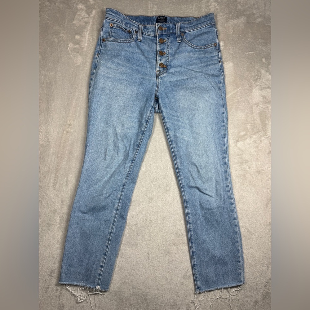 J.Crew Factory Women’s The Essential Raw Hem Button Fly Cropped Blue Jeans 27